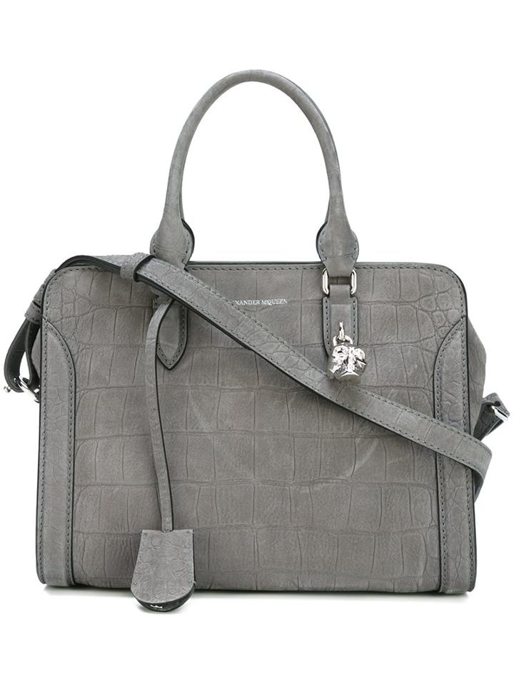 Alexander Mcqueen 'padlock' Tote, Women's, Grey, Leather