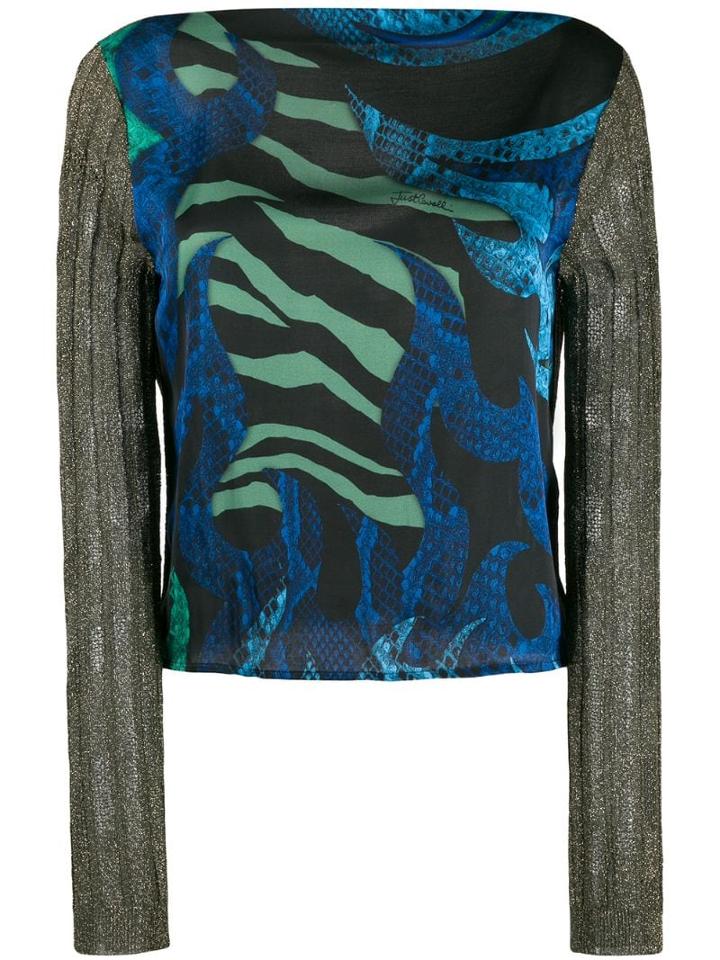 Just Cavalli Knitted Sleeve Top - Black