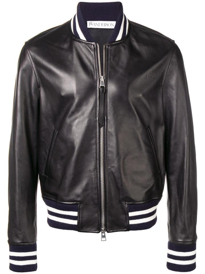 Jw Anderson Striped Trim Bomber Jacket - Black