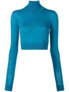 Emilio Pucci Mock Neck Cropped Knit Top - Blue