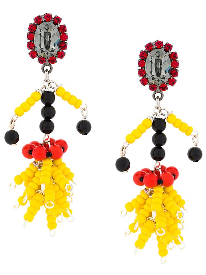 Marni Bead Pendant Earrings - Yellow & Orange