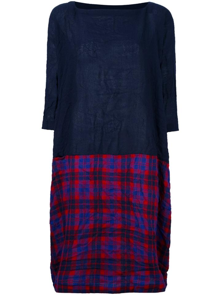 Daniela Gregis Checked Shortsleeved Dress - Red