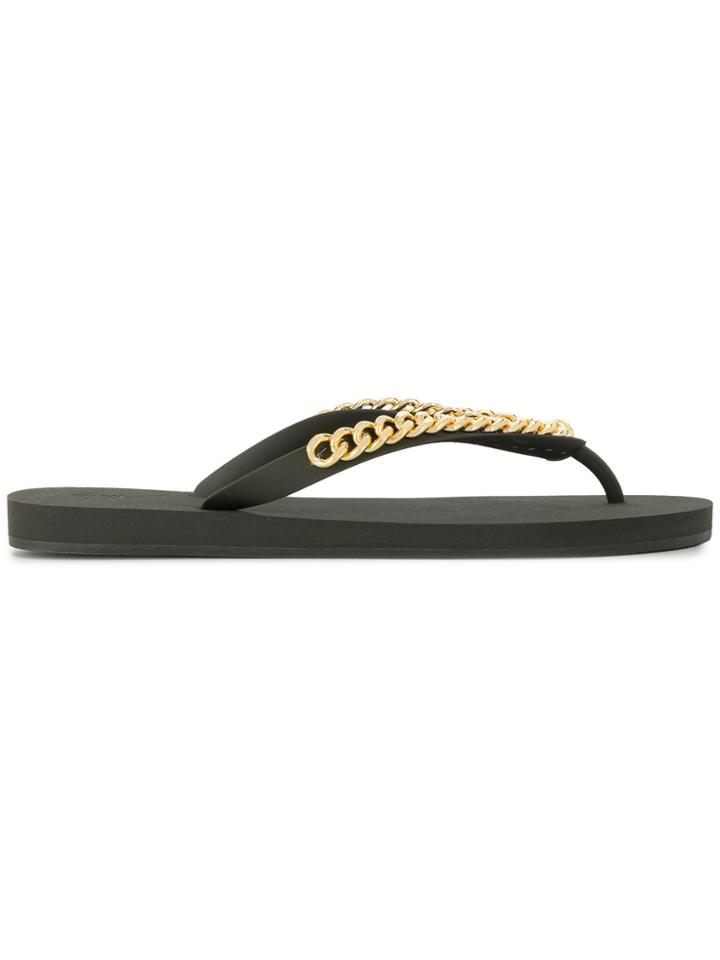 Giuseppe Zanotti Design Chain Strap Flip Flops - Green
