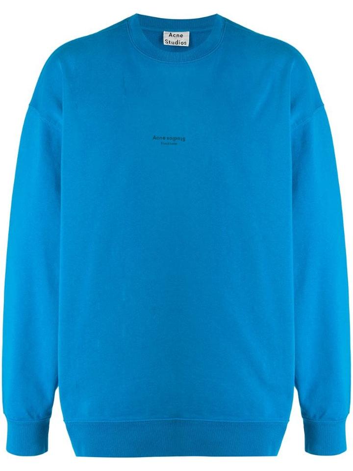 Acne Studios Inverted Logo Print Crewneck Sweater - Blue
