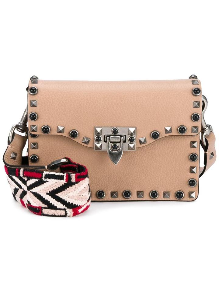 Valentino Valentino Garavani 'rockstud Rolling' Shoulder Bag, Women's, Nude/neutrals, Leather/suede/cotton