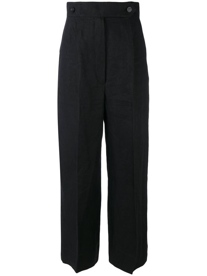Sportmax - Straight-leg Trousers - Women - Linen/flax - 46, Black, Linen/flax