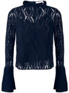 See By Chloé Open Diamond Knit Top, Women's, Size: Xs, Blue, Cotton/polyester