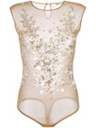 Amen Sequin-embellished Sheer Top - Nude & Neutrals