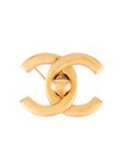 Chanel Vintage Cc Turn-lock Brooch - Gold