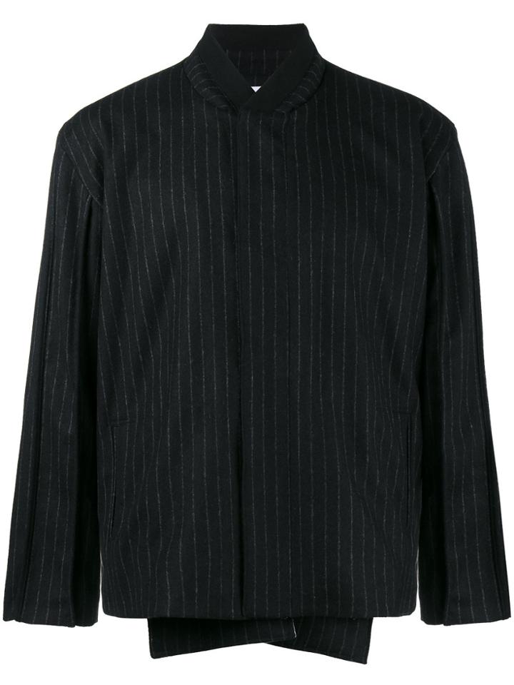 Lot78 Pinstripe Bomber Jacket - Black