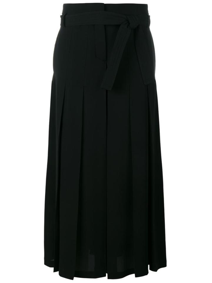 Valentino Pleated Silk Culottes With Self-tie Belt
