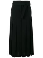 Valentino Pleated Silk Culottes With Self-tie Belt