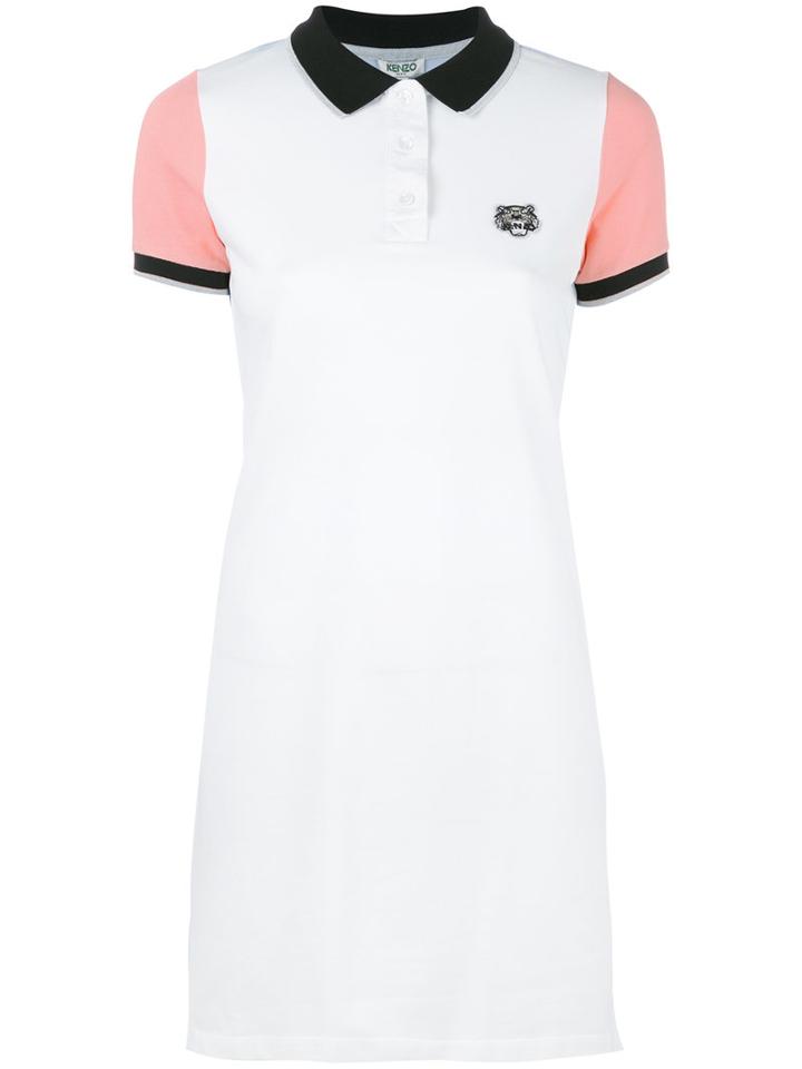 Kenzo Mini Tiger Polo Dress, Women's, Size: Large, White, Cotton