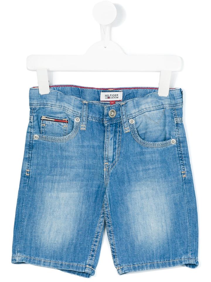 Tommy Hilfiger Junior - Denim Bermuda Shorts - Kids - Cotton/linen/flax/lyocell - 7 Yrs, Blue