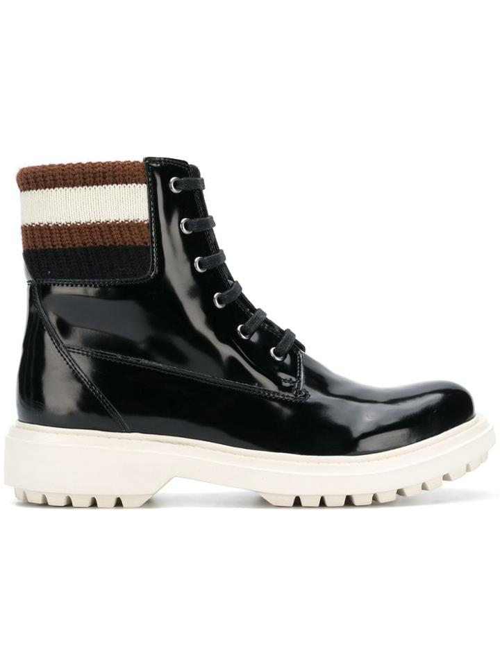 Geox Varnished Lace-up Boots - Black