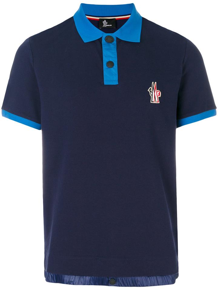 Moncler Grenoble Logo Patch Polo Top - Blue