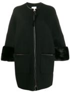 Agnona Zipped Cropped Sleeve Overcoat - Black