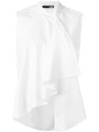 Love Moschino Ruffled Tank Top, Size: 40, White, Viscose/polyester/spandex/elastane