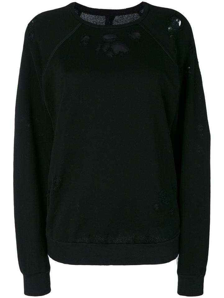 Unravel Project Distressed Crew Neck Top - Black