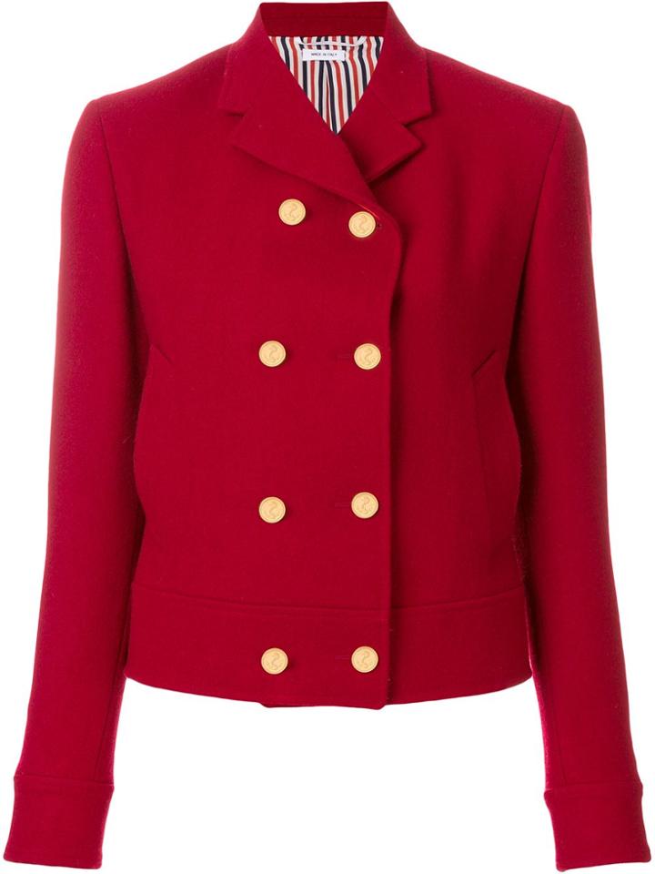 Thom Browne Cropped Melton Jacket - Red