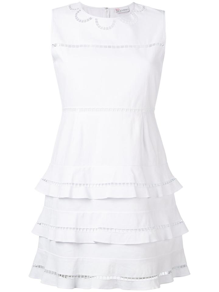 Red Valentino Ruffle Detail Sleeveless Dress, Women's, Size: 42, White, Cotton/polyester