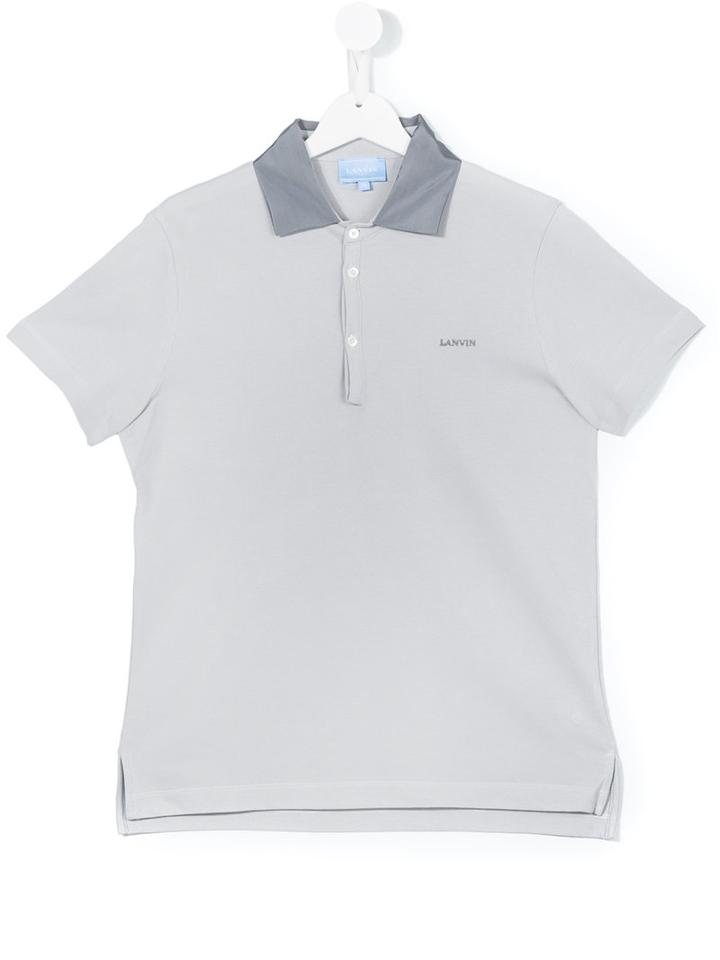 Lanvin Petite - Contrast Collar Polo Shirt - Kids - Cotton - 14 Yrs, Grey