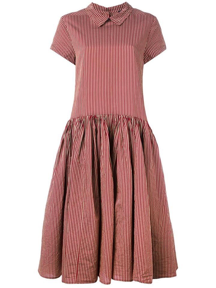 Rundholz Striped Flared Dress, Women's, Size: Medium, Red, Cotton