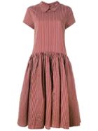 Rundholz Striped Flared Dress, Women's, Size: Medium, Red, Cotton