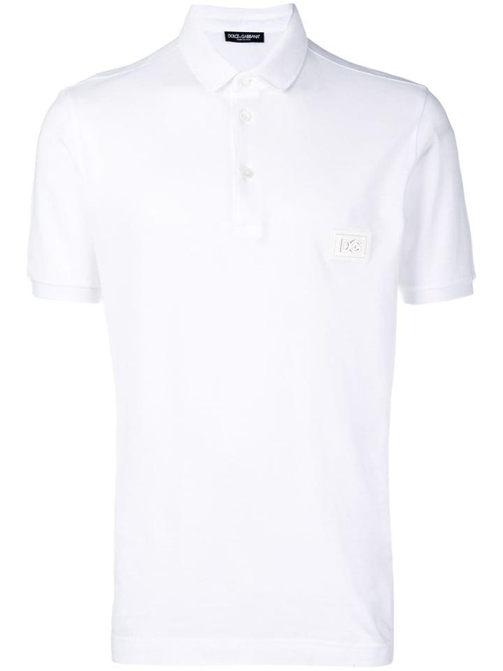 Dolce & Gabbana Logo Patch Polo Top - White