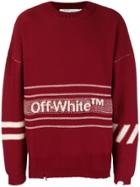 Off-white Distressed Logo Sweater - Red