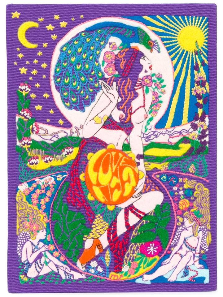 Olympia Le-tan Psychedelic Motif Clutch, Women's, Pink/purple, Cotton