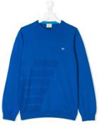 Armani Junior Stitched Logo Knitted Jumper - Blue