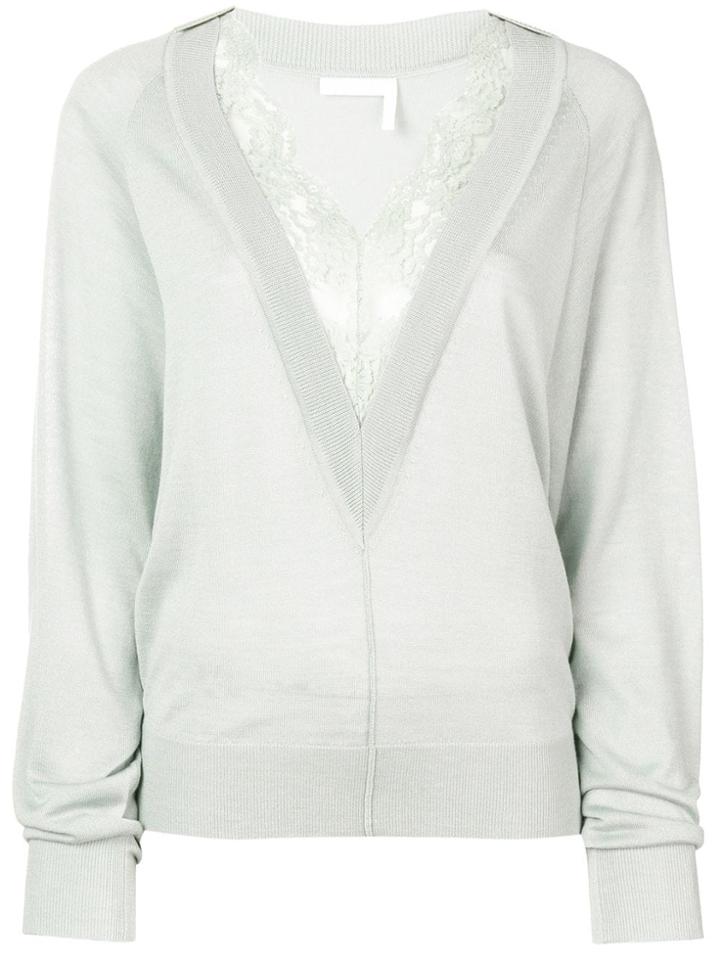 Chloé Lace Trim Jumper - Grey