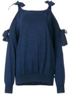 See By Chloé Cold Shoulder Tie Detail Sweatshirt - Blue