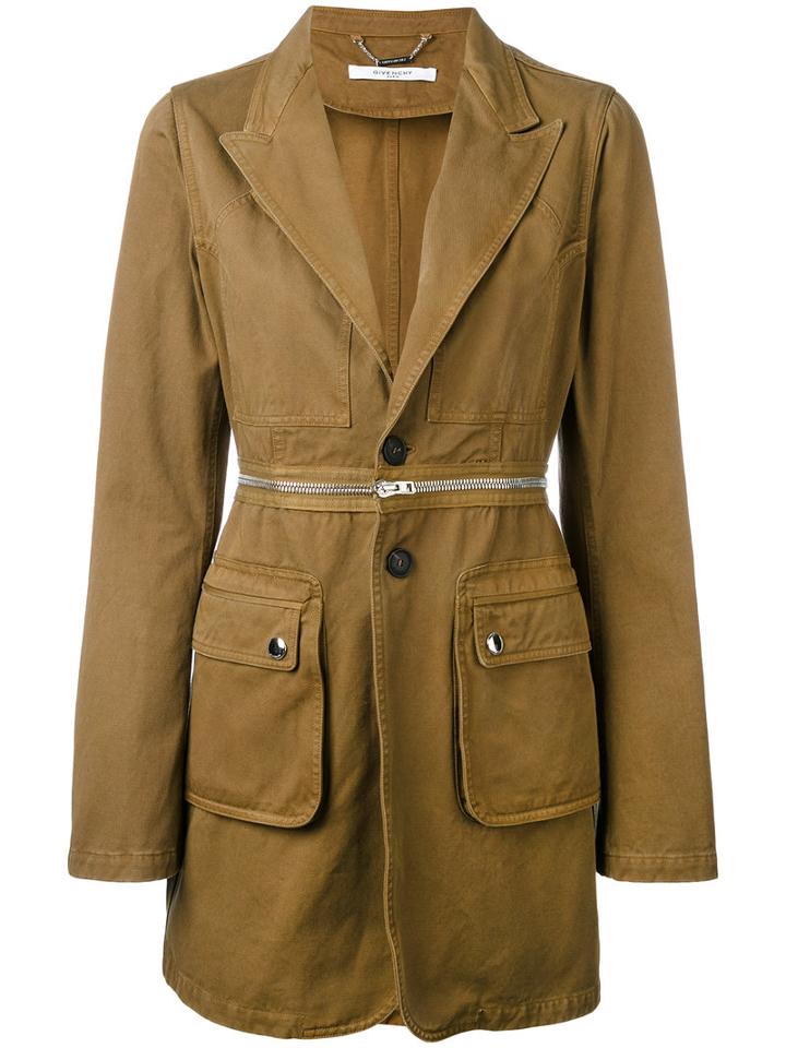 Givenchy - Longline Military Blazer - Women - Cotton - 42, Nude/neutrals, Cotton