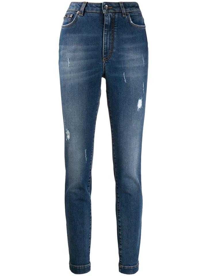 Dolce & Gabbana Distressed High-rise Skinny Jeans - Blue