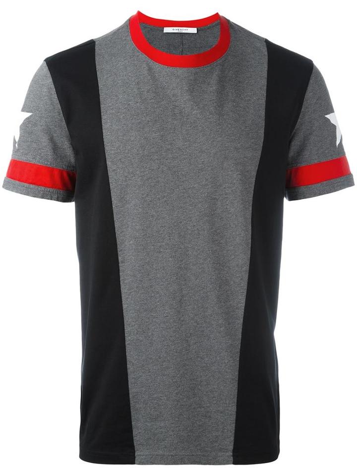 Givenchy Star Print Panelled T-shirt, Men's, Size: Small, Grey, Cotton