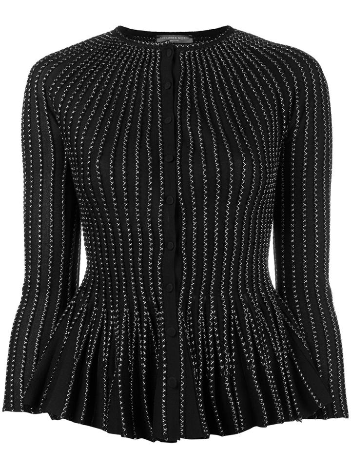 Alexander Mcqueen Peplum Silk-blend Cardigan - Black