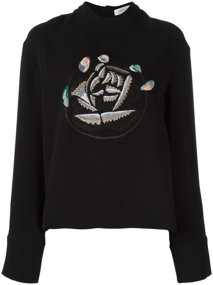 J.w.anderson Embroidered Sweatshirt, Women's, Size: 10, Black, Acetate/polyester/silk