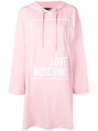 Love Moschino Embossed Logo Hooded Dress - Pink