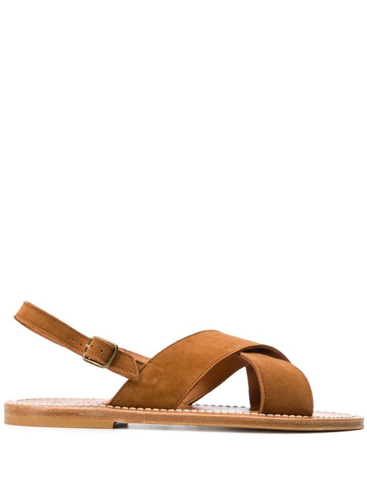 K. Jacques Cross Strap Sandals - Brown