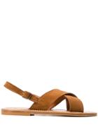 K. Jacques Cross Strap Sandals - Brown