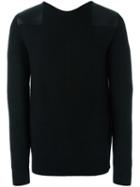 Oamc Leather Shoulder Pad Jumper, Men's, Size: Medium, Black, Calf Leather/virgin Wool