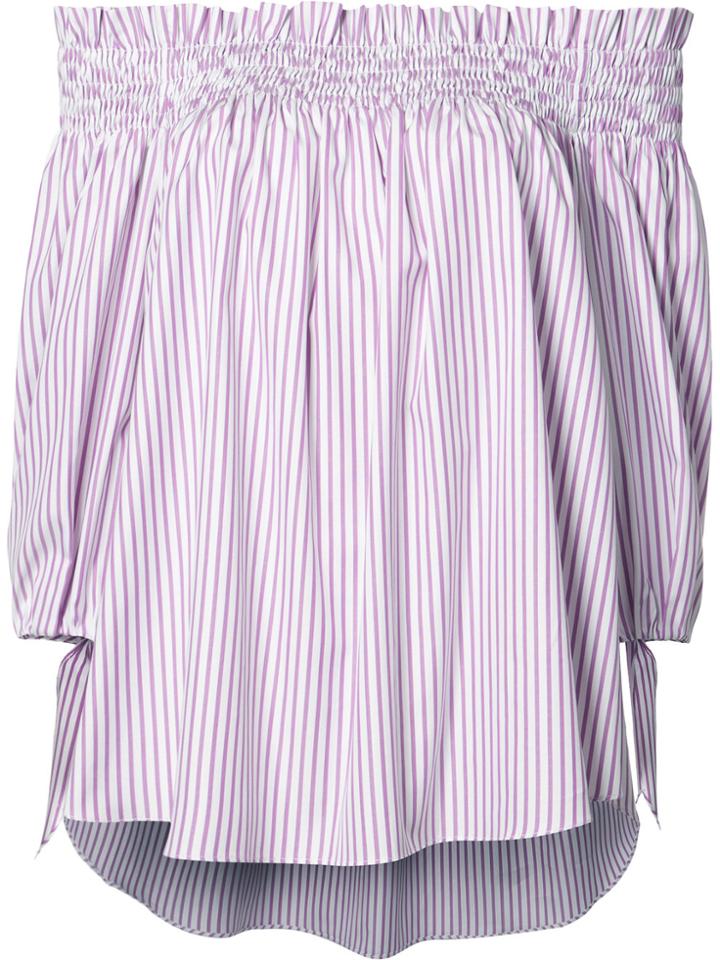 Caroline Constas Striped Off-shoulder Blouse - Pink & Purple