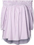 Caroline Constas Striped Off-shoulder Blouse - Pink & Purple