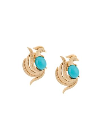 Susan Caplan Vintage 1960s 18kt Gold Plated Brass Avon Bird Earrings