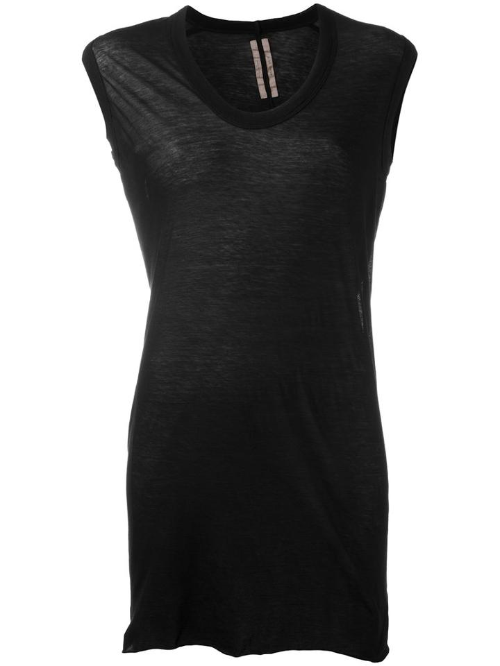 Rick Owens Elongated Sheer Tank Top, Women's, Size: 38, Black, Cotton