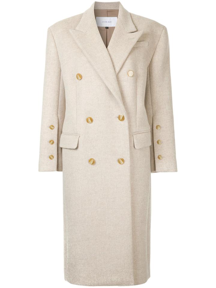 Le Ciel Bleu Long Double Breasted Coat - Nude & Neutrals