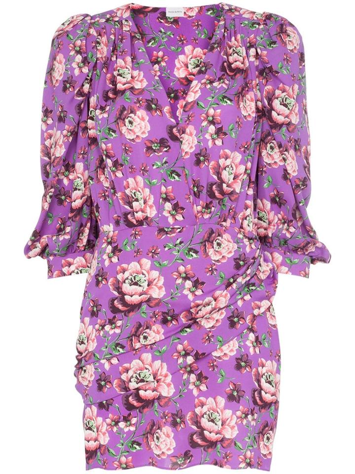 Magda Butrym Faro Floral Print Button-down Peasant Sleeve Silk Mini