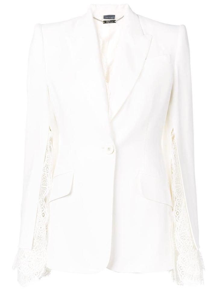 Alexander Mcqueen Lace Trim Blazer - White